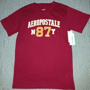 Aeropostale Boy's Maroon and Yellow Graphic Tee L 14/16